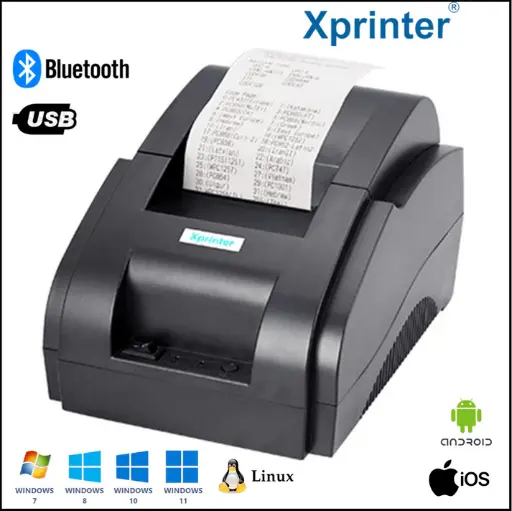 Impressora Térmica Portátil POS: USB + Bluetooth, QRCode, 57/60mm - Xprinter XP-58IIH